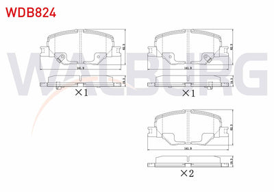 WALBURG WDB824 Brake Pad Front with Wear Indicator Opel Insignia B 1.6 CDTi 17-18-20 Rim 2017