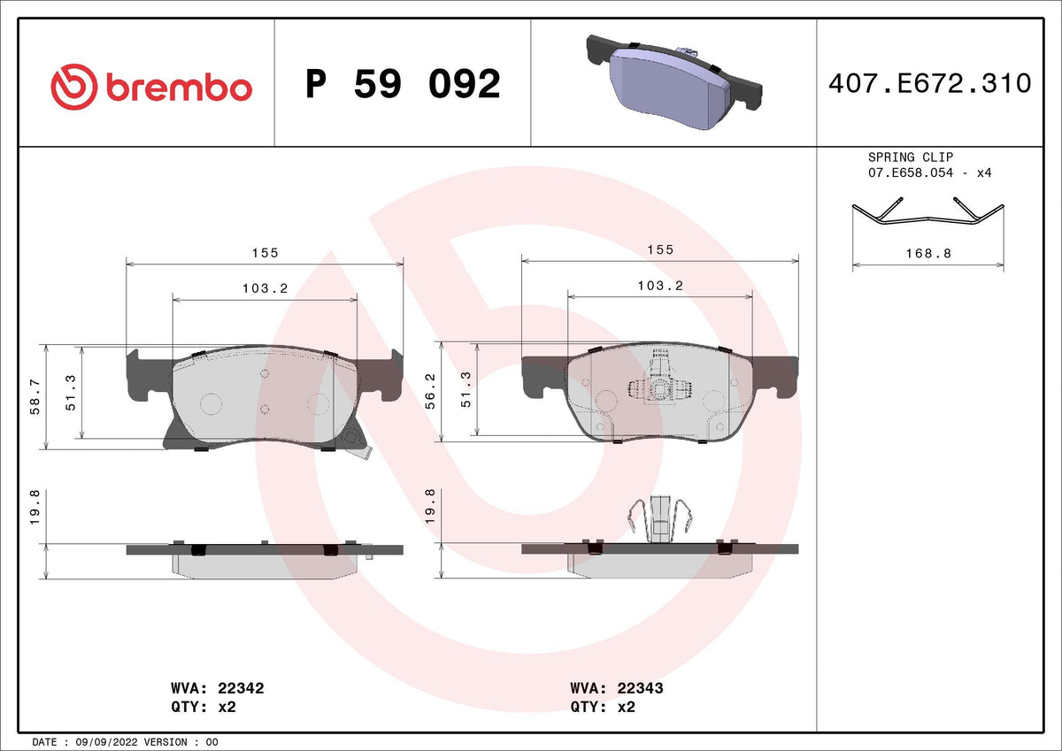 Brembo P59092 Brake Pad Front Low-Met Chevrolet — Brake Pads