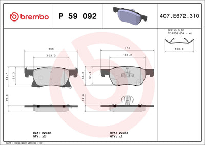 Brembo P59092 Brake Pad Front Low-Met Chevrolet — Brake Pads