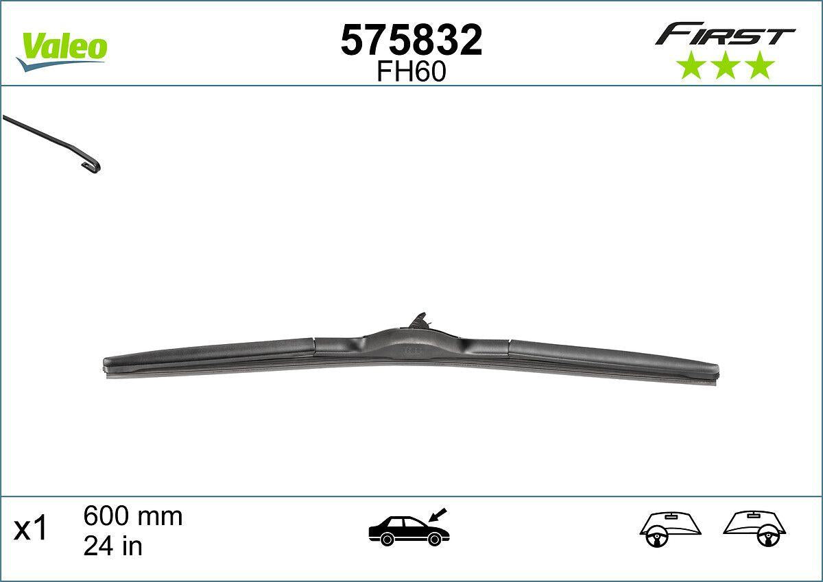 Valeo 575832 Wiper Blade First Vfh600 (X1) (600mm) — Wipers