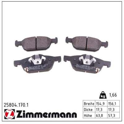 Zimmermann 25804.170.1 Brake Pad Set — Brake Pads