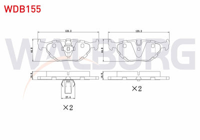 WALBURG WDB155 Brake Pad Rear BMW 5 Series (E39) 520 i 1995-2003 / (E39) 523 i 1995-2003 / (E39) 525 D 1995-2003 — Brake Pads