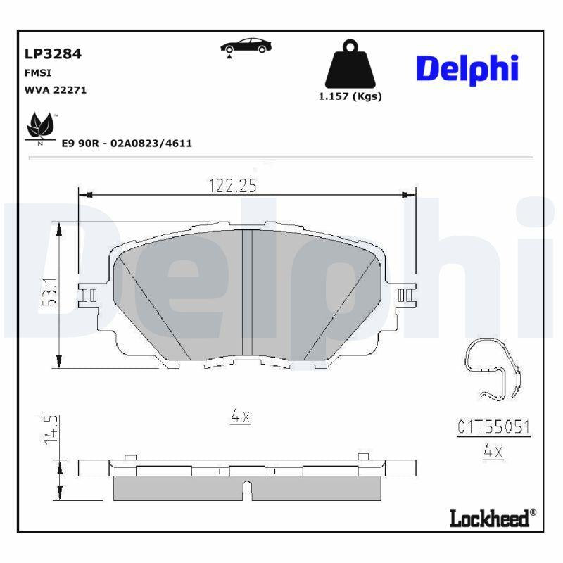 Delphi LP3284 Brake Pad Front Mazda MX-5 2016-