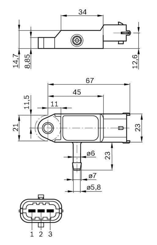 Bosch 0281002593 Pressure Sensor Renault Clio II-III/Kangoo/Megane I/Scenic I/Logan/Sandero/Traf — Vehicle Sensors & Switches