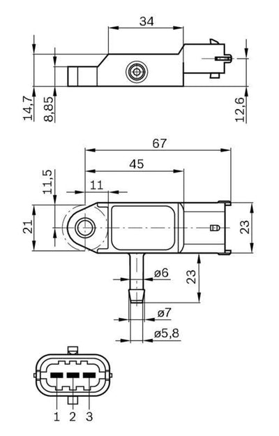 Bosch 0281002593 Pressure Sensor Renault Clio II-III/Kangoo/Megane I/Scenic I/Logan/Sandero/Traf — Vehicle Sensors & Switches