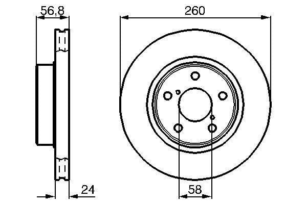 Bosch 0986478293 Subaru Impreza 98-10 Legacy 94-03 Front Brake Disc 260X5 — Brake Rotors & Drums