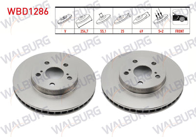 WALBURG WBD1286 Brake Disc Front Air 5 Bjn 254,7X25x55 — Brake Rotors & Drums