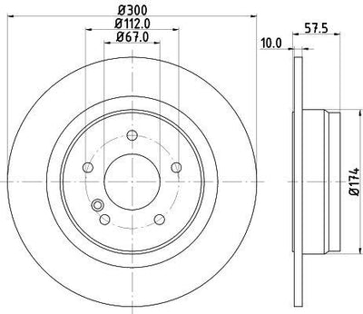 Hella 8DD355114-211 *2 Brake Disc Rear W204 08 > 14 S204 09 > 14 C204 11 > C207 09 > 16 A207 10 > 16 — Brake Rotors & Drums