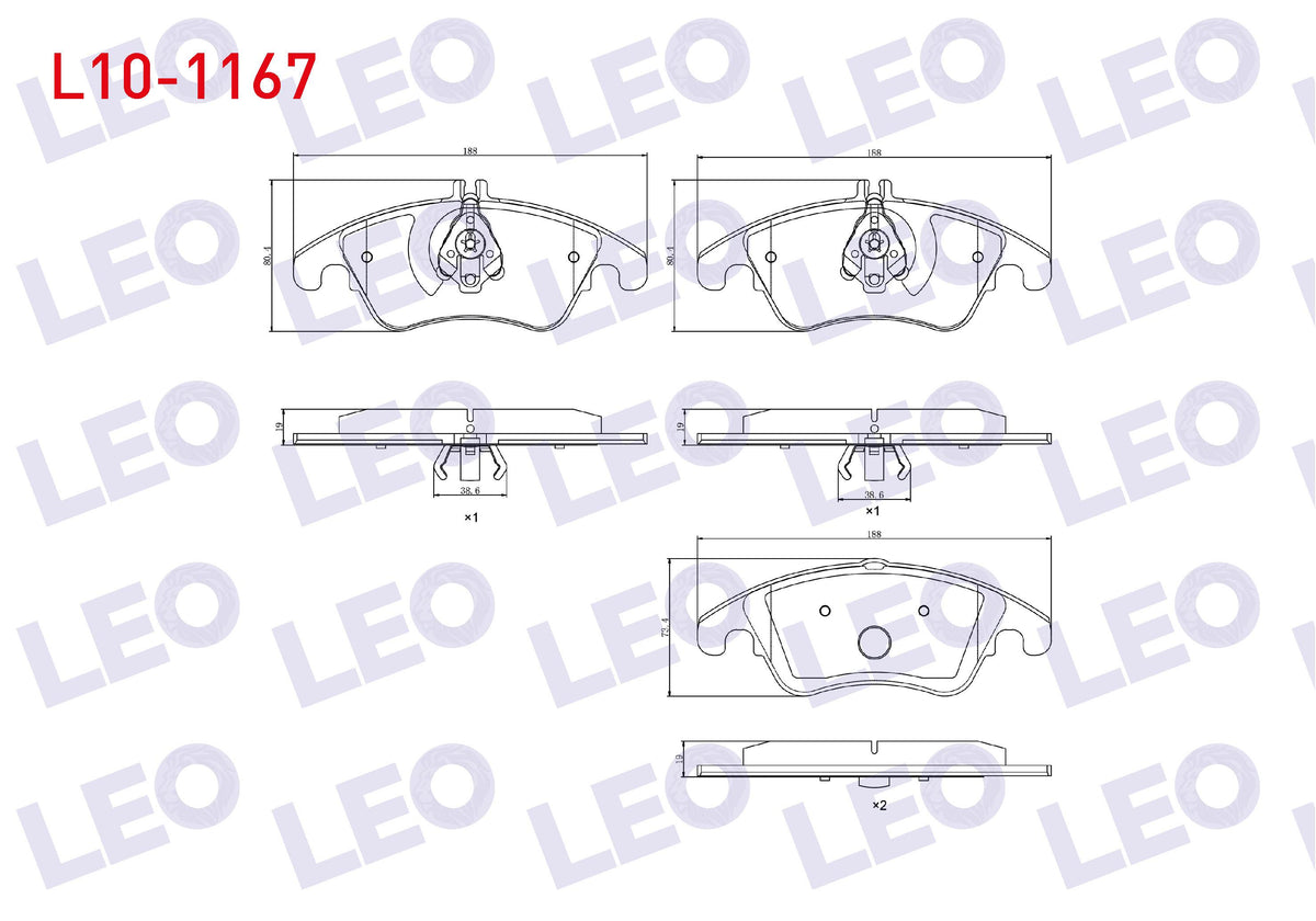 LEO L10-1167 Brake Pad Front Mercedes C Series (W204) C 220 CDI 2007-2014 / C 320 CDI 2007-/ E Series (W212) E 1 — Brake Pads