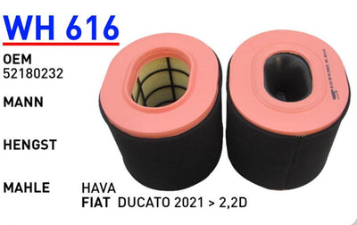 Wunder Fiat Ducato 2021- 2.2 Diesel Air Filter — Air & Cabin Filters