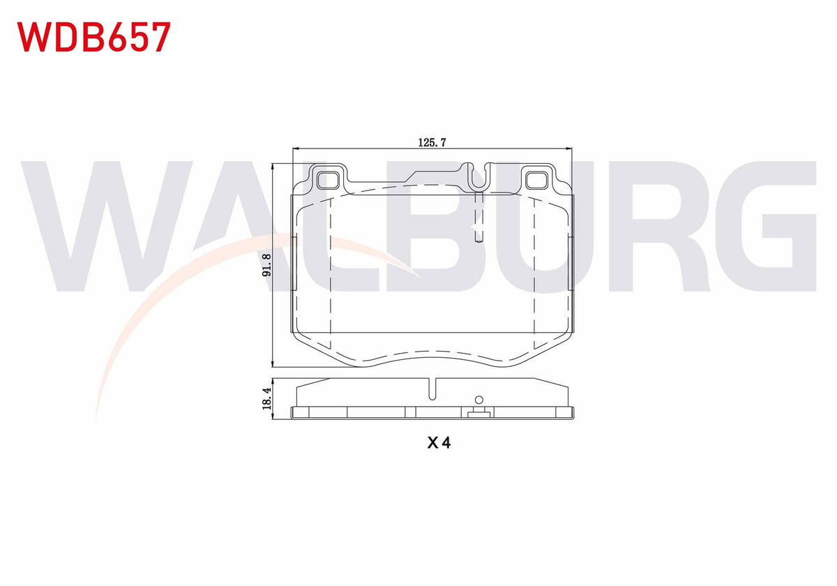 WALBURG WDB657 Brake Pad Front Mercedes C Series (W205) C 250 CGI 2014-/ C 250 Bluetec 2014-/ C 300 Bluetec 2014 — Brake Pads