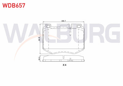 WALBURG WDB657 Brake Pad Front Mercedes C Series (W205) C 250 CGI 2014-/ C 250 Bluetec 2014-/ C 300 Bluetec 2014 — Brake Pads