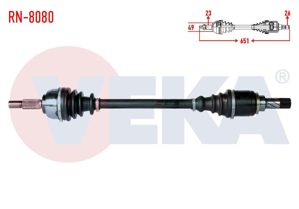 Veka RN-8080 Complete Axle Left Front Renault Clio III (Br0 / 1 — Axles, CV Joints & Boots