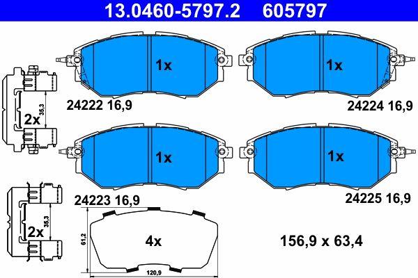ATE 13.0460-5797.2 Brake Pad Front Forester 03 > Legacy 03 > Outback 09 >