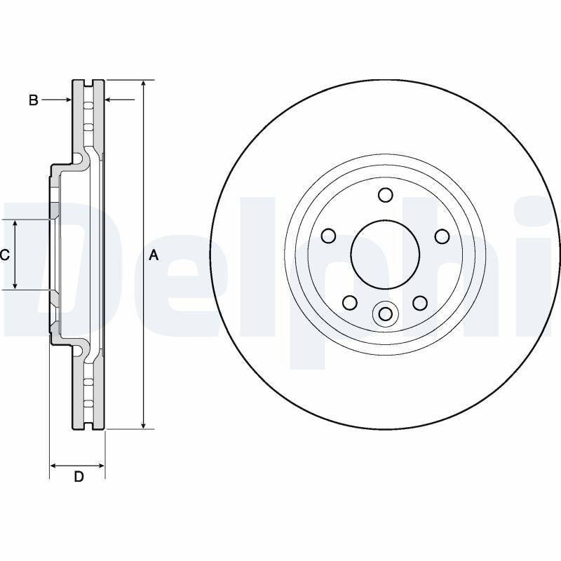 Delphi BG4765C Brake Disc Front Air Jaguar XE X760 2.0 D 15- — Brake Rotors & Drums