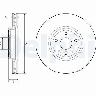 Delphi BG4765C Brake Disc Front Air Jaguar XE X760 2.0 D 15- — Brake Rotors & Drums
