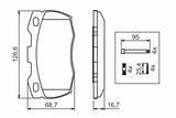 BOSCH Brake Pads Front - Low-Metallic Material for 91-L Rover Defender 2.5 TDI