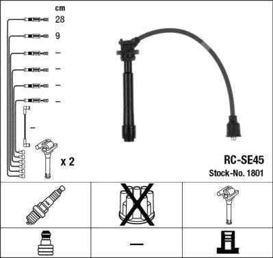 NGK 1801 Spark Plug Cable Set Suzuki Swift IV 1.3 1.5 1.6 16V 05-> 1 Piece