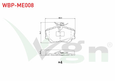 WGN WBP-ME008 Brake Pad Front Mercedes C Series (W202) 1993-2000 — Brake Pads