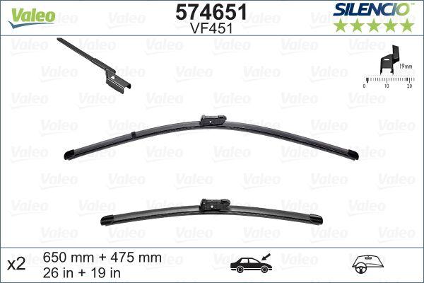 Valeo 574651 Wiper Blade Set 65 + 47,5Cm 07-15 Mondeo IV 07 > 14 — Wipers