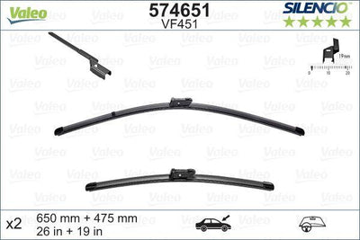 Valeo 574651 Wiper Blade Set 65 + 47,5Cm 07-15 Mondeo IV 07 > 14 — Wipers