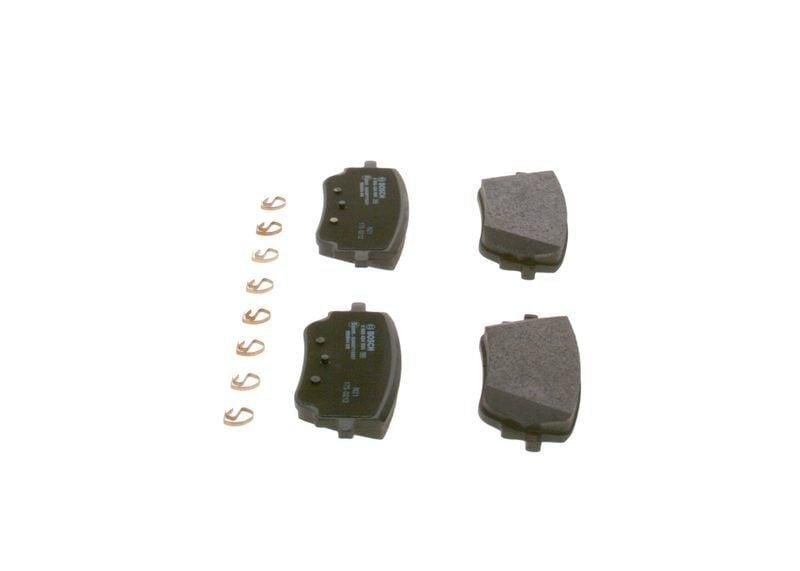 bosch 0986424890 rear brake pad set, low-metallic brake pads for CLA W177, technical specifications for bosch brake pads BOSCH Rear Brake Pad Set - Low-Metallic Material for CLA (W177) | 17.2mm Thickness BOSCH 0986424890 Rear Brake Pad Set bosch, rear-brake-pads, automotive, car-parts, brake-pads, mechanics, car-owners, low-metallic, braking-system, ai-generated