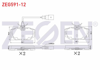 Zegen ZEG591-12 Brake Pad Rear with Connector Volkswagen Transporter IV (70Xb, 70Xc and 5 more models — Brake Pads
