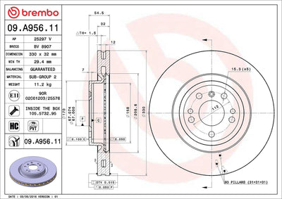 Brembo 09A95611 Brake Disc Front 4-Matic Mercedes W166 C292 W251 — Brake Rotors & Drums