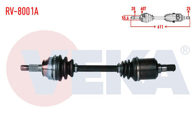 Veka RV-8001A Complete Axle Left-Right Front Land Rover Freelander (Ln) 1.8 16V with ABS 60 Outer — Axles, CV Joints & Boots