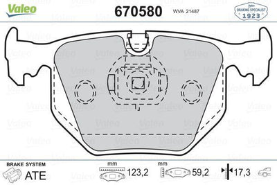 Valeo 670580 Brake Pad Rear BMW E38 E46 E53 E83 Land Rover Range Rover III — Brake Pads