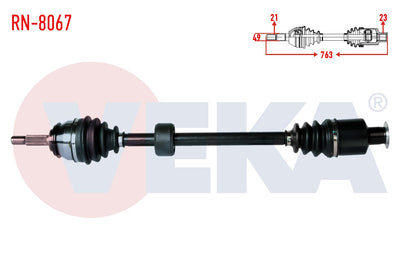 Veka RN-8067 Complete Axle Right Front Dacia Logan (Ls) 1.4 Length 763mm 2004-2012 — Axles, CV Joints & Boots