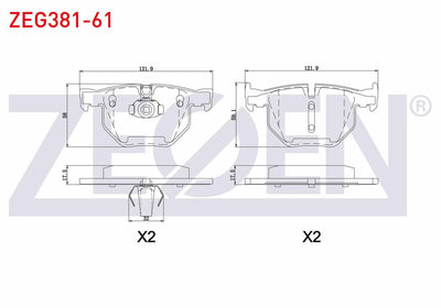 Zegen ZEG381-61 Brake Pad Rear BMW X5 (E70) 3.0 SI 2007-2012 / (E70) 3.0 D 2007-2012 / (E70) 4.8i 2007-2012 / (E — Brake Pads