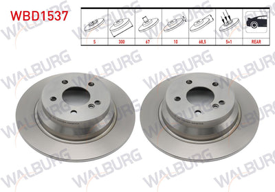 WALBURG WBD1537 Brake Disc Rear Straight Mercedes E Class (W211) E 220 CDI 5 Bjn 300X10x67x68 — Brake Rotors & Drums