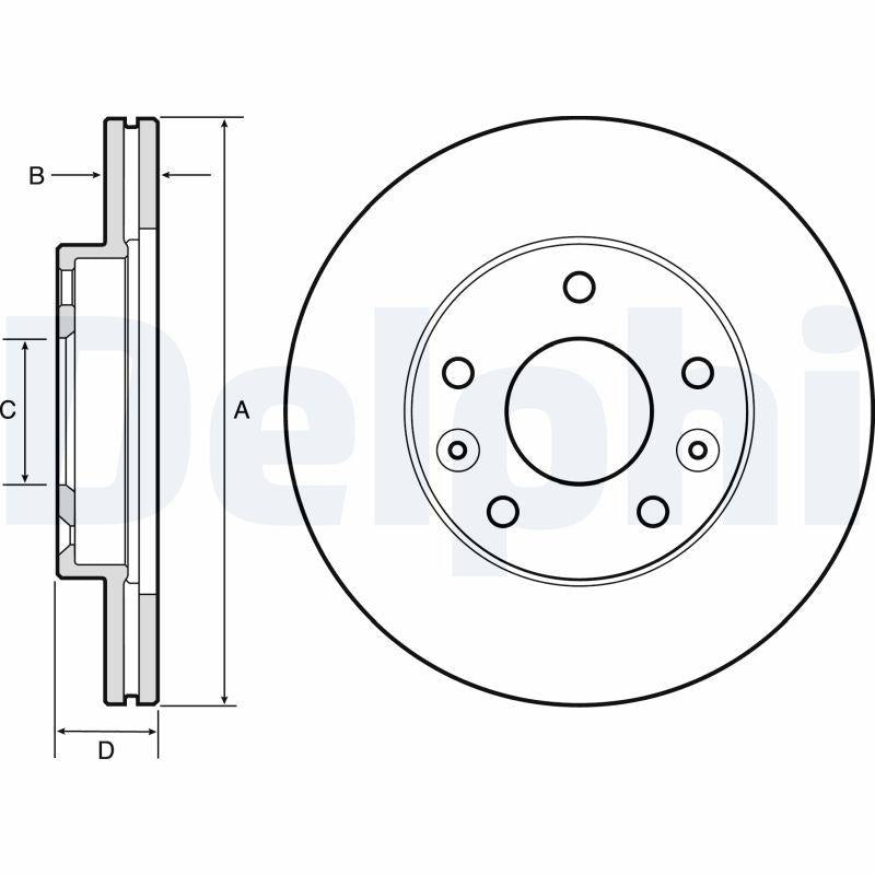 Delphi BG4455 Brake Disc Front Duster 10 > Megane IV 15 > Painted Drilled Twin Pack — Brake Rotors & Drums