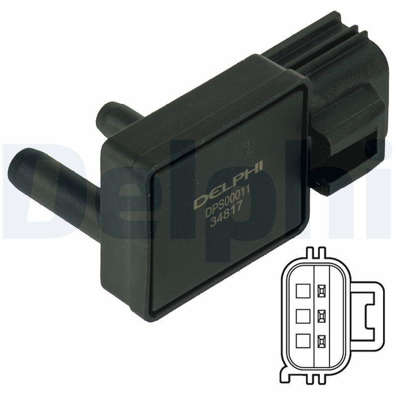 Delphi DPS00011 Pressure Sensor Exhaust Ford Fiesta 08 1.6 TDCi, V347/V348 and 3 more models — Vehicle Sensors & Switches