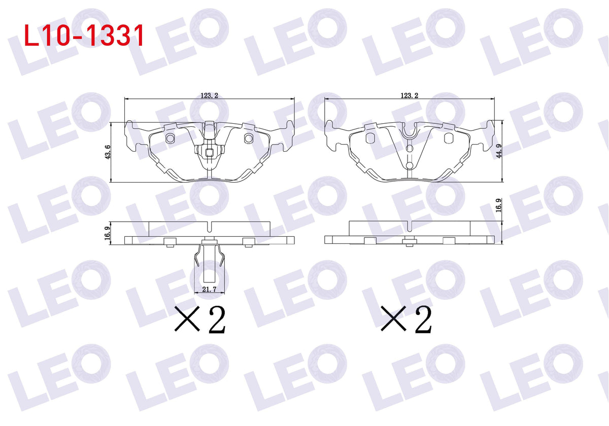 LEO L10-1331 Brake Pad Rear BMW 3 Series (E36) 318 i 1990-1998 / (E36) 320 i 1990-1998 / (E36) 325 i 1990-1998 / — Brake Pads