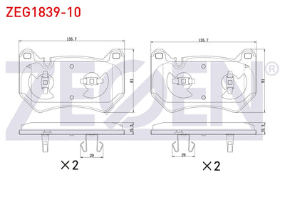 Zegen ZEG1839-10 Brake Pad Front Audi Q5 (Fyb) 2.0 TDI-2.0 TFSI Quattro 2016 — Brake Pads