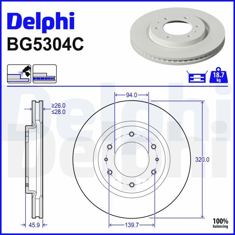 Delphi BG5304C Brake Disc Drilled Front Mitsubishi L200 19-> — Brake Rotors & Drums