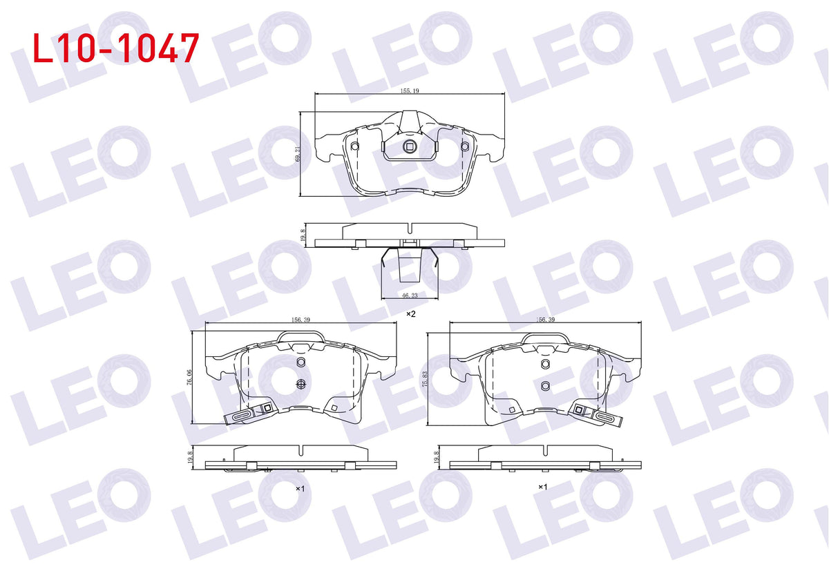 LEO L10-1047 Brake Pad Front with Wear Indicator Astra H 1.3 CDTi 2004-2010 / Zafira B 1.6 2005-2011 / Combo C 1 — Brake Pads