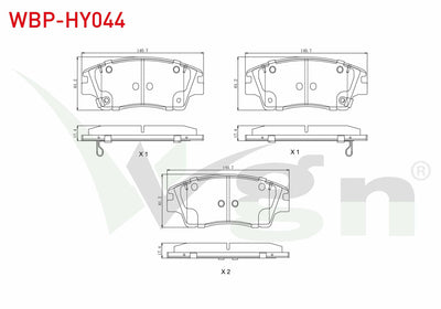 WGN WBP-HY044 Brake Pad Front with Wear Indicator Cable Drilled Hyundai Tucson (Tle) 1.6 T-GDI 2015-/ Tucson (Tl — Brake Pads
