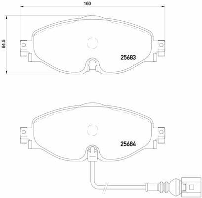 brembo p85126x brake pads front cable-connected, brembo brake pads dimensions and specifications BREMBO P85126X Brake Pads - Front Cable-Connected | VW Caddy, Golf, Audi A3, Seat Leon, Skoda Octavia | 160 mm Width BREMBO P85126X Brake Pads | VW, Audi, Seat, Skoda brembo, brake-pads, front-cable-connected, vw-caddy, audi-a3, seat-leon, skoda-octavia, disc-brake, mechanics, ai-generated
