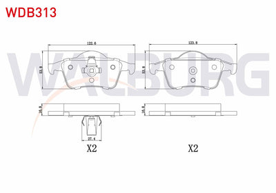 WALBURG WDB313 Brake Pad Rear Volvo C70 I 2.0 1998-2005 / S60 I 2.0 T5 2000-2010 / S80 I 3.0 T6 1998-2006 / V70 — Brake Pads