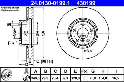 ATE 240130-01991 Brake Disc Front (348mm) BMW X5 E70 X6 E71 — Brake Rotors & Drums