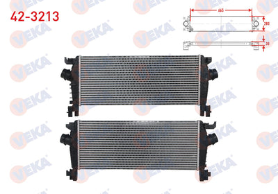 Veka 42-3213 Turbo Radiator (Intercooler) Opel Astra J 1.6i A-T 2009-2016 / Opel Insignia 1.6-1.6 T A-T 20 — Radiators & Fans