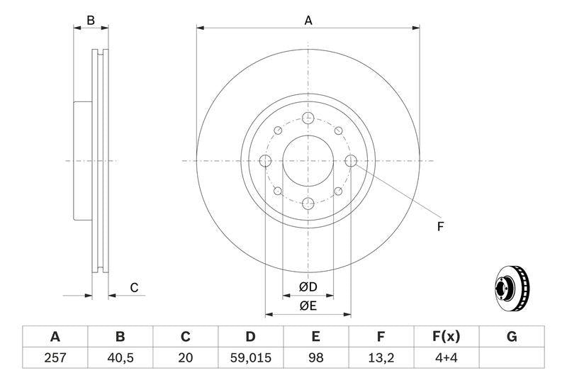 Bosch 0986479W68 Brake Disc Front Fiat Doblo/Palio/Albea/Linea/Bravo/Panda, Ducato and 2 more models — Brake Rotors & Drums