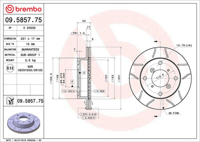Brembo 09.5857.75 Brake Disc Front Max Subaru — Brake Rotors & Drums