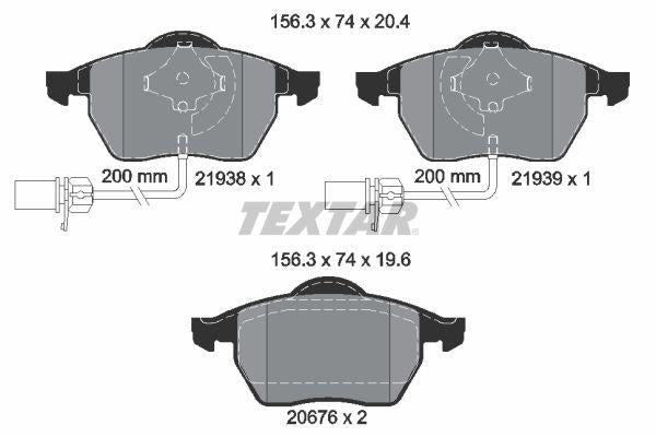 Textar 2193801 Brake Pad VW Passat / A4 / A6 1.8T Front with Connector — Brake Pads