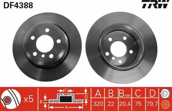 TRW BMW X3 Rear Brake Disc DF4388 - High Carbon, 320mm — Brake Rotors & Drums
