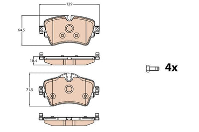 TRW GDB2087 Brake Pad Front BMW F45/F46/X1 F48/X2 F39/Mini F54-F60 14-18 129mm — Brake Pads