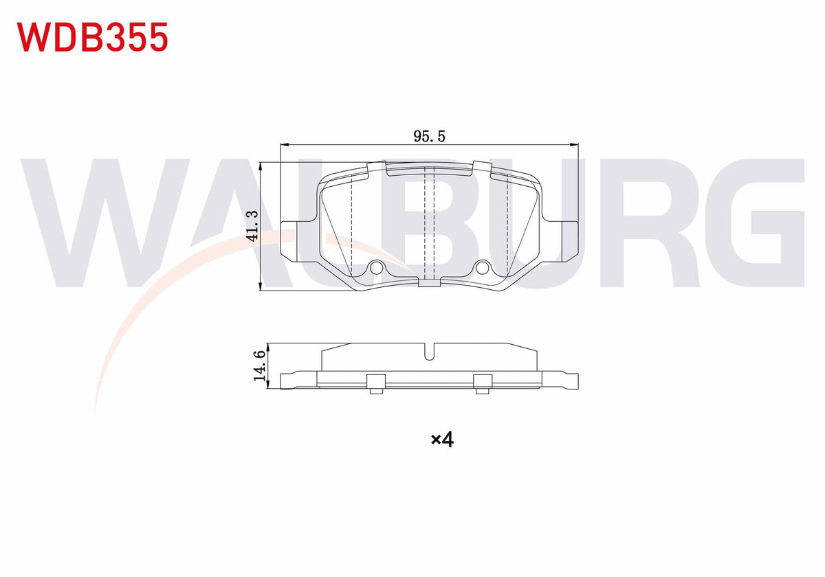 WALBURG WDB355 Brake Pad Rear Mercedes A Series (W169) A 150 2004-2012 / (W169) A 170 CDI 2004-2012 / B Series ( — Brake Pads
